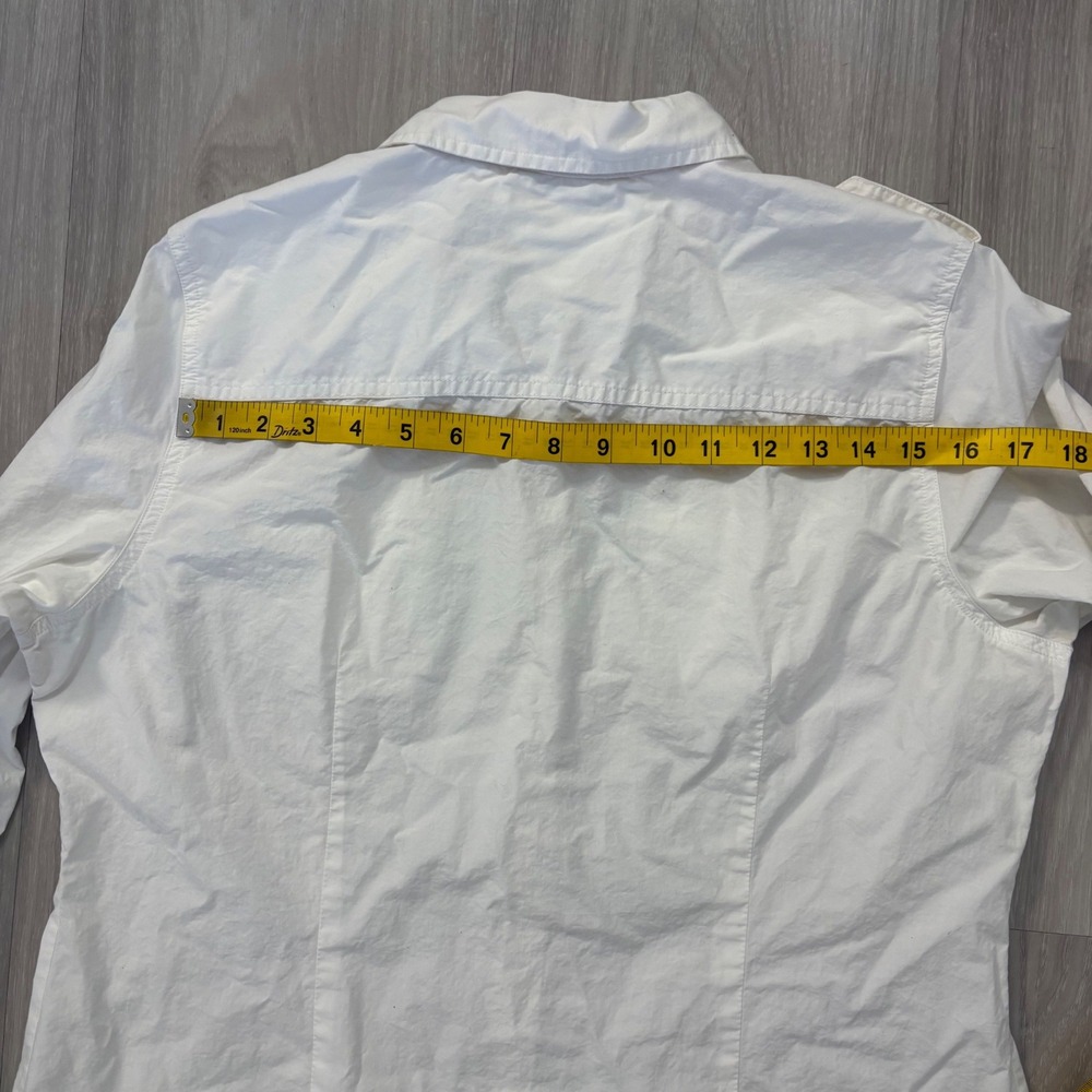 Tommy Hilfiger Womens Shirt White Button Down Utility Gold Buttons Epaulets XL - Picture 12 of 16